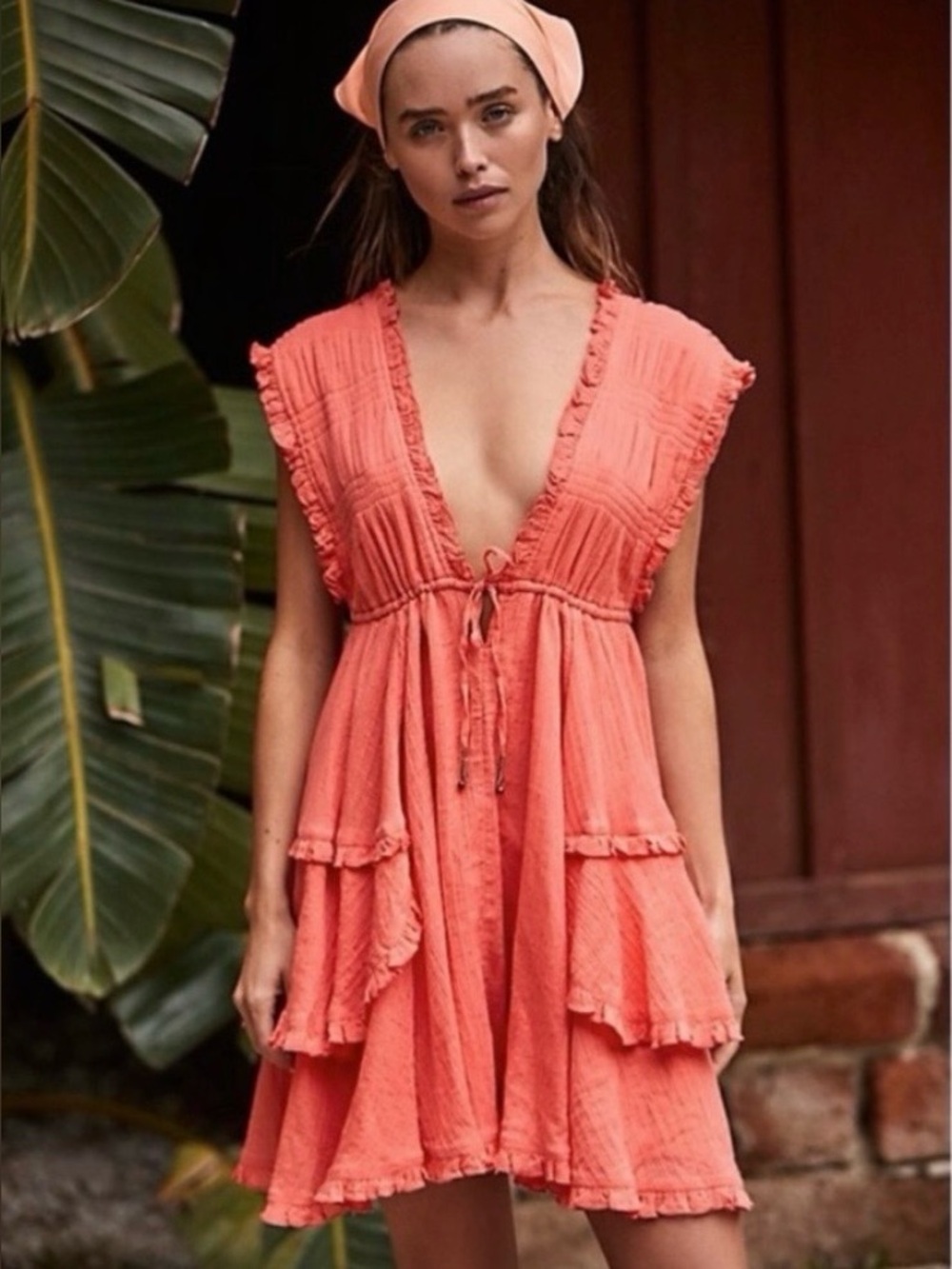 Free People Antoinette Mini Endless Summer in Coral Dress Size XS